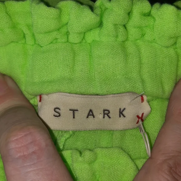 STARKX Elastic High Waist Short Crinkle Gauze Cotton Lime Green Pockets L 9 10 - Picture 7 of 12